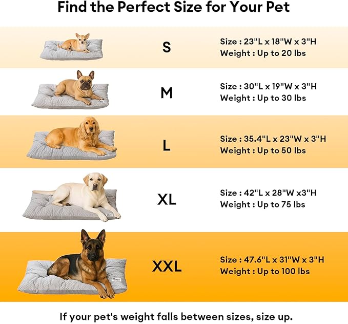 FUNNY FUZZY Washable Dog Bed,Reversible Plush Dog Crate Mat, Soft Fluffy Kennel Pad,Pet Sleeping Mattress for Jumbo,X-Large Sized Dogs Breeds,2XL,48"× 31",Grey