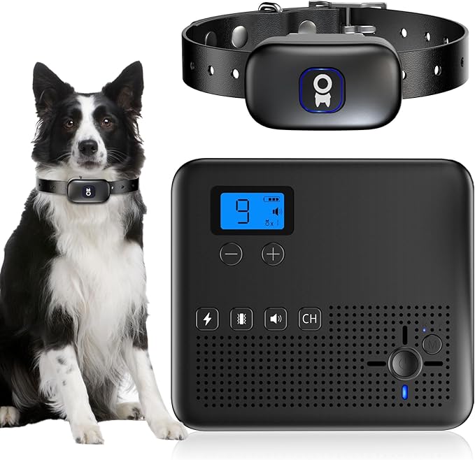 2 in 1 Wireless Dog Fence & Remote Training Collar, Pet Containment System with Adjustable Radius Range 16ft to 393ft, Waterproof & Rechargeable Training Collar Receivers for All Dogs (Black)