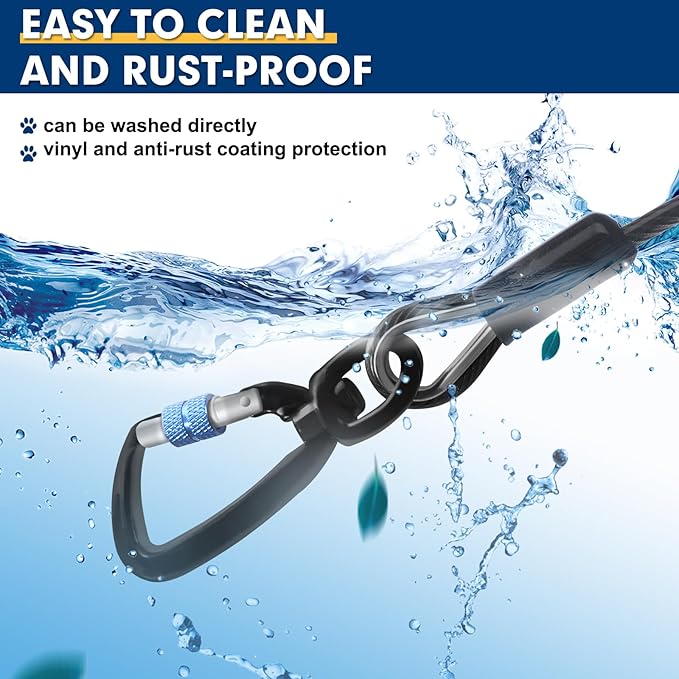 Snagle Paw Dog Leads for Yard 70FT-1000LBS Break Strength,Heavy Duty Tie Out Cable for Dogs with Swivel Lockable Hook & Spring,Chew Proof Dog Chain for Outside,Dog Run Cable for Medium Large Dogs