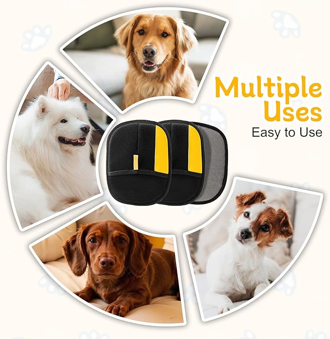 3 PCS Pet Hair Remover Electrostatic Gloves, Electrostatic Gloves Pet Hair, Reusable Pet Hair Removal Glove for Cats & Dogs, Premium Cat & Dog Hair Remover Mitt for Couch Furniture Carpet Car Seat