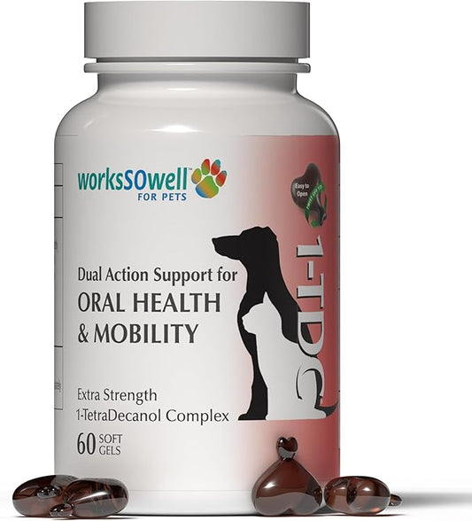 1TDC WorksSoWell Dual Action Joint Supplement for Dogs & Cats - Hip and Joint Supplement for Large Breed & Small Breed - Also Great for Oral Health - Muscle & Stamina Recovery & Arthritis - 60ct