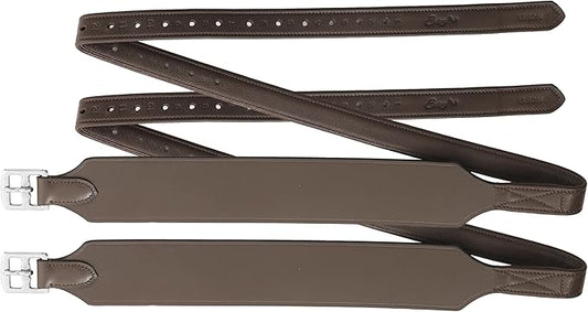 Exion Wide Stability Stirrup Leathers for English Saddles | Premium Cowhide Leather | Enhanced Leg Stability & Comfort | Sizes: 48" to 62"