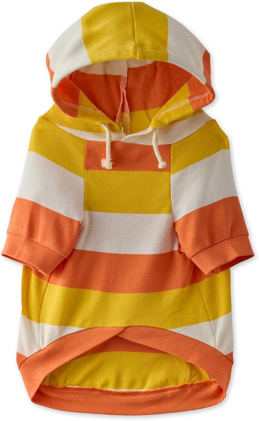 Rocky – The Orginal Lightweight Hooded TEE 100% Organic Cotton Dog Hoodie Pet Coat Sweater for Small, Medium, Large Dogs, Candy Corn, Small