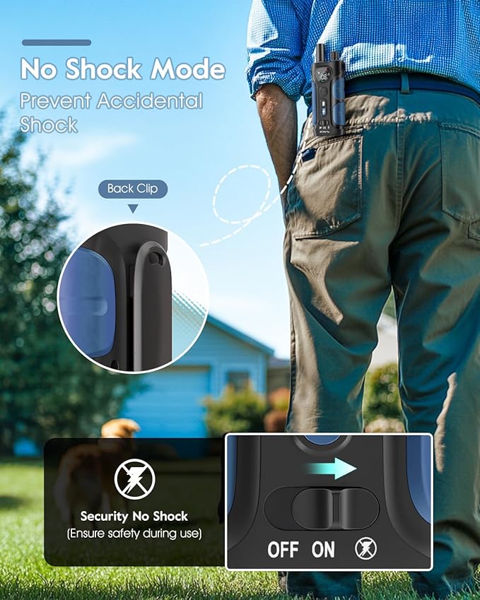 SLOPEHILL Dog Shock Collar,4200FT Dog Training Collar with Remote,IPX8 Waterproof E-Collar with Beep,Vibration,Shock,Flash Light,No Shock Mode,Electric Shock Collar for Small Medium Large Dogs,Blue