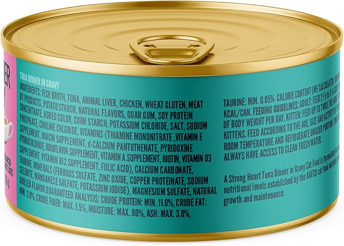 A Strong Heart Canned Wet Cat Food, Tuna Dinner in Gravy - 3 oz Cans (Pack of 24), Made in The USA with Real Tuna