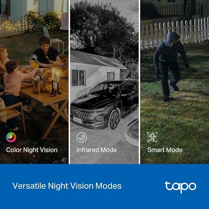 Tapo 2K 3MP Indoor/Outdoor Security Camera - Free Person/Motion/Baby Cry Detection, Color Night Vision, IP65 Weatherproof, SD/Cloud Storage, Works w/Alexa & Google Home, HybridCam (2-Pack)