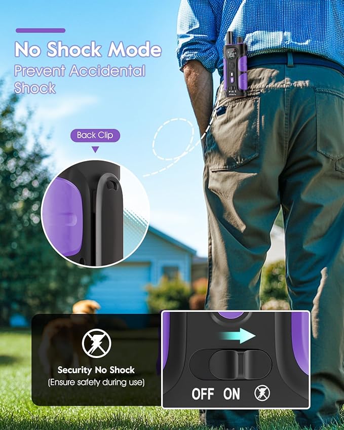 SLOPEHILL Dog Shock Collar,4200FT Dog Training Collar with Remote,IPX8 Waterproof E-Collar with Beep,Vibration,Shock,Flash Light,No Shock Mode,Electric Shock Collar for Small Medium Large Dog,Purple