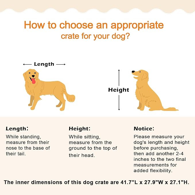 42" Heavy Duty Dog Crate Furniture for Large and Medium Dogs, Enclosed Design with 0.5 inch Holes, Indestructible Metal Kennel for High Anxiety Dogs, Chew Proof Pet House Cage Indoor, Brown