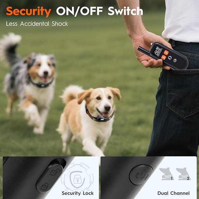 Dog Training Collar with Remote - Dog Shock Collar for Small Medium Large Dogs (15-120Lbs) - Rechargeable Shock Collar with Flash Light, 4200FT Range - 4 Training Modes - IPX7 Waterproof