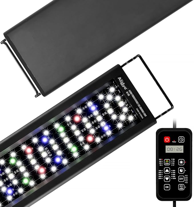 Advanced 7-Row LED Aquarium Light, Easy Setup Controller, Auto On Off Full Spectrum Fish Tank Light, 24/7 Lighting Cycle, 8 Colors, 10 Level Dimming, 32W for 24"-30" Freshwater Planted Tank