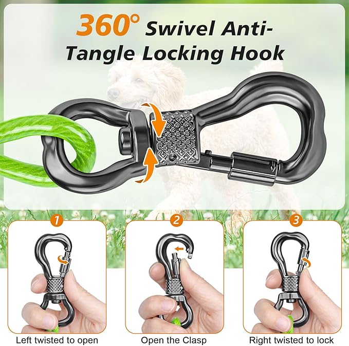 Tresbro 15 FT Dog Tie Out Cable with Spring, Shock Absorbing Tether Chains for Outside Aavilable in 10/15/20/25/30/40/50/70/100/120 FT, Heavy Duty Leads for Yard for Medium & Large Dogs Up to 500 LBS