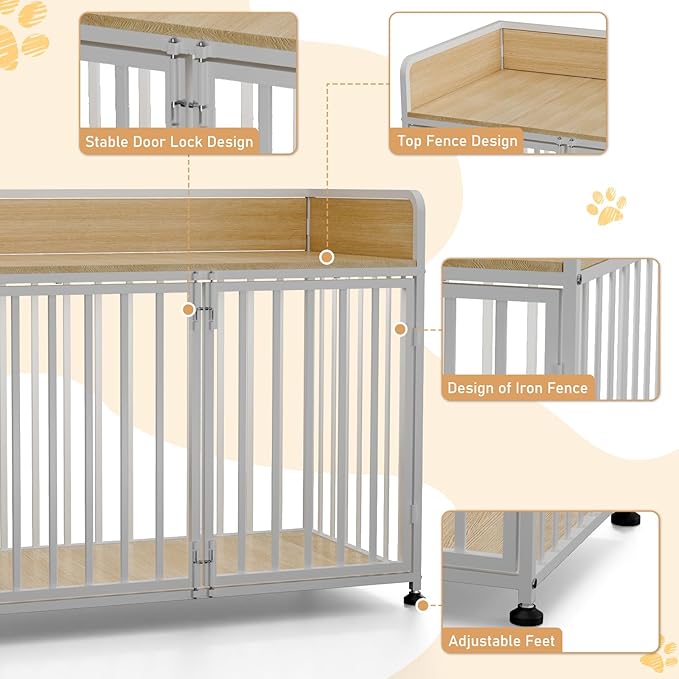 42inch Dog Crate Furniture, Medium Dog Kennel Indoor, Decorative Pet House End Table, Wooden Cage Kennel Indoor, Heavy Duty Dogs Crate Furniture for Large and Medium