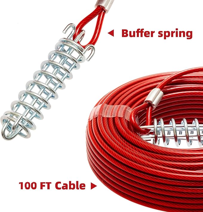 PUPTECK Outdoor Dog Run Cable for Small to Large Dogs up to 125lbs, Heavy Duty Tie Out Cable Trolley System with Runner Pulley Cable Zip Line for Yard, Camping, Long Lead Chain Leash