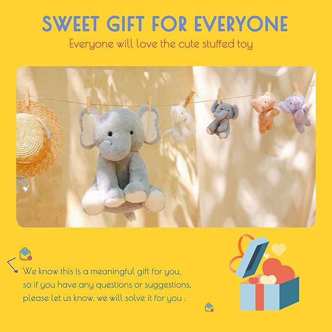 5 Pieces Elephant Stuffed Animals for Girls, 1 Mommy Elephant with 4 Babies Soft Plush Set Toys Gifts for Kids Children 3 4 5 6 7 8 9 Years, Christmas, Birthday, Children's Day