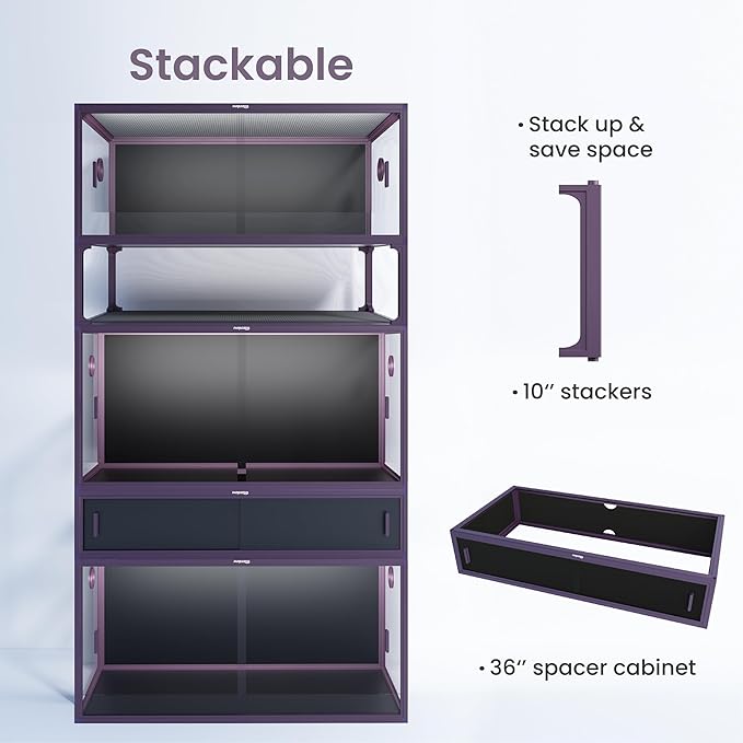 50 Gallon Bearded Dragon Tank, Reptile Enclosure for Easy Maintenance, Front Opening Reptile Tank with Top Screen Ventilation & Glass Sliding Door 36''x18''x18''