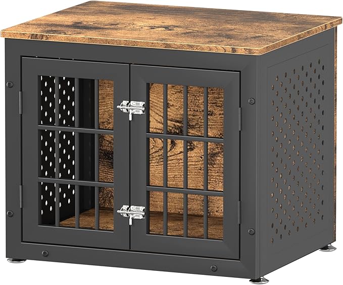 26" Heavy Duty Dog Crate Furniture for Small Dogs, Metal Kennel for High Anxiety Dogs, Chew Proof Pet Cage Indoor, Decorative Dog Kennel End Table