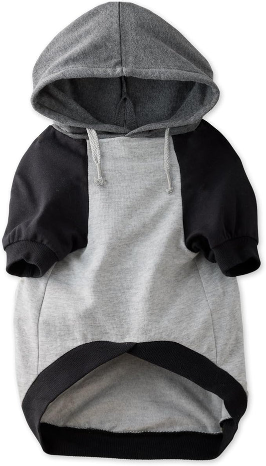 Rocky – The Orginal Lightweight Hooded TEE 100% Organic Cotton Dog Hoodie Pet Coat Sweater for Small, Medium, Large Dogs, Heather Gray Color Block, XX-Small