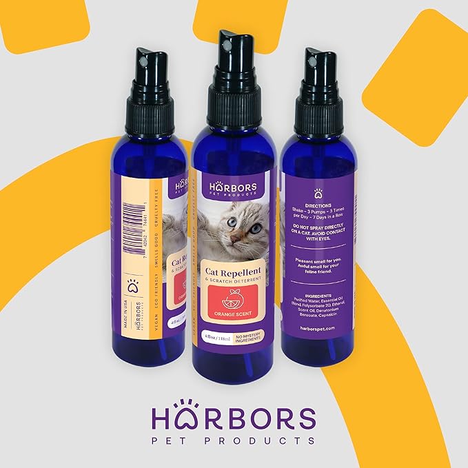 Harbors Cat Scratch and Chewing Deterrent Spray - 4 oz / 118 ml | Formulated with Essential Oils | 100% Satisfied or Return (Orange)