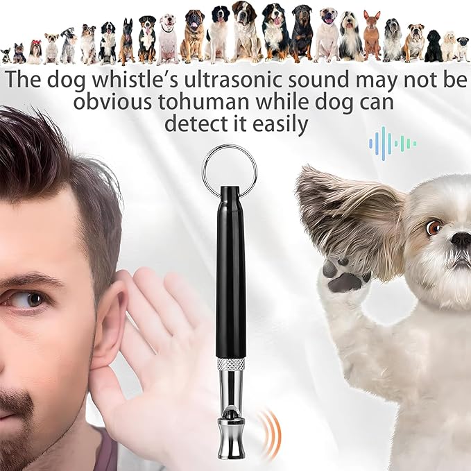 2 Pack Dog Whistle, Dog Whistle to Stop Barking Neighbors Dog, Adjustable Ultrasonic Silent Dog Whistle, Professional Recall Dog Training Whistles, with Lanyard (Black and White)