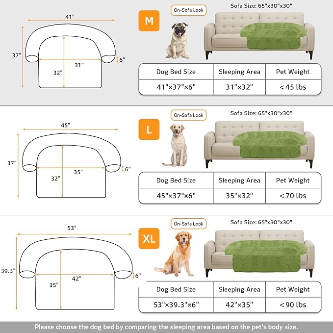 GGIB Calming Dog Bed Fluffy Plush Dog Mat for Furniture Protector with Removable Washable Cover for Large Medium Small Dogs and Cats (Medium, Grass Green)