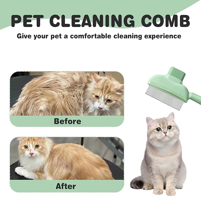 2PCS Flea Comb for Dogs & Cats，flea Comb for Cats with Release Button Self-Cleaning，lice comb for Shedding Pet Hair