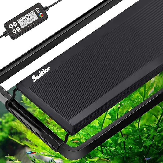 24/7 LED Aquarium Light, IP68 Waterproof Extendable Bracket Fish Tank Light with Timer, 7 Colors, 10 Level Adjustable Brightness, DIY Mode Full Spectrum Aquarium Plant Light for 36-42 Inch Fish Tank