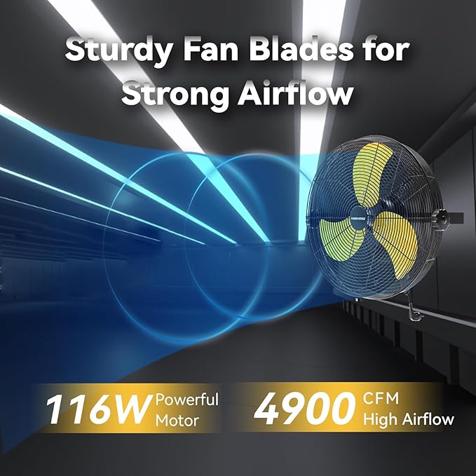 2PCS 18 Inch Wall Fan Pro Series - 4900 CFM 3 Speed High Velocity Industrial Wall Mount Fans for Commercial, Residential, Warehouse, Covered Patio, Shop, Garage, Barn, Gazebo UL Safety Listed