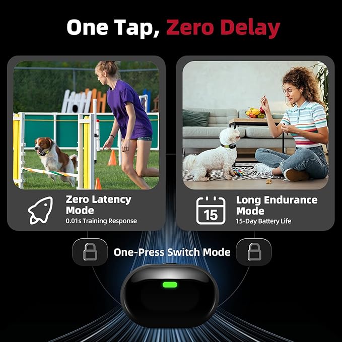 2025 Upgraded Ultra-Small Shock Collar, Ultra-Light & Thin Shock Collar for Small Dogs 5-15lbs, Ultra-Modern Design, 3 Training Modes-Beep, Vibration and Shock with Safety Lock, IPX7 Waterproof