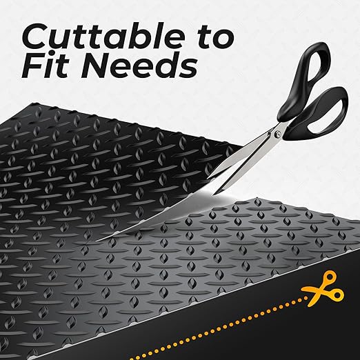 7.8 x 22 FT Garage Floor Mat, 2.8mm Thickness Diamond Plate Vinyl Garage Flooring Roll for Under Car, Large Size 172 SQFT for Large SUVs, MPV, Pickup Truck, RV, Black