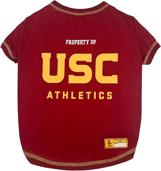 Pets First Collegiate USC TROJANS Dog T-Shirt, Medium. - Licensed Shirt for Pets Team Colored with Team Logos.- Premium Stretchable Materials for the Comfrot of your Dog & Cat.