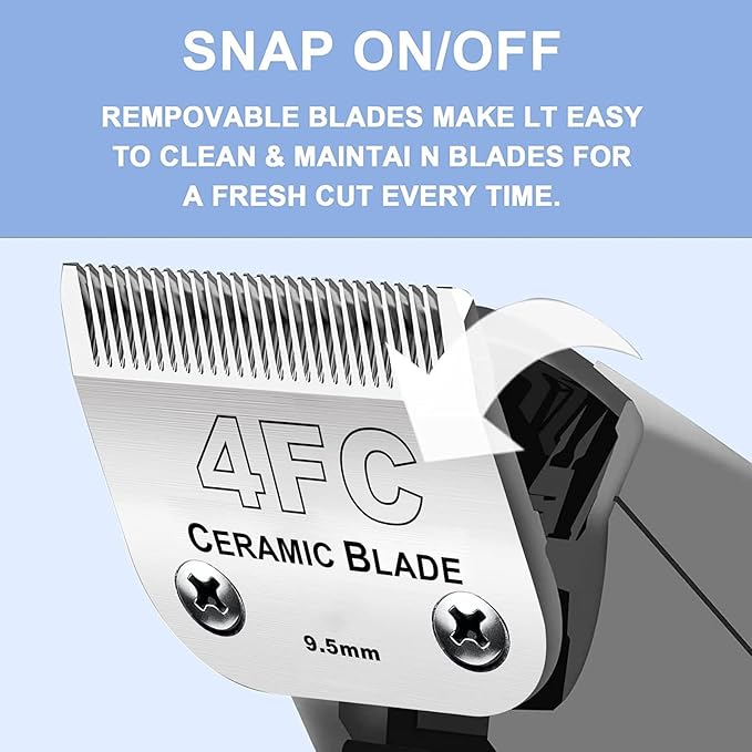 5PCS 10 Blades Dog Grooming Replacement Blades Compatible with Andis Pet Clipper/Oster A5/Wahl KM Series Dog Clipper,Ceramic Blade & Stainless Steel Blade, Size ：#10+30+40+5FC+4FC