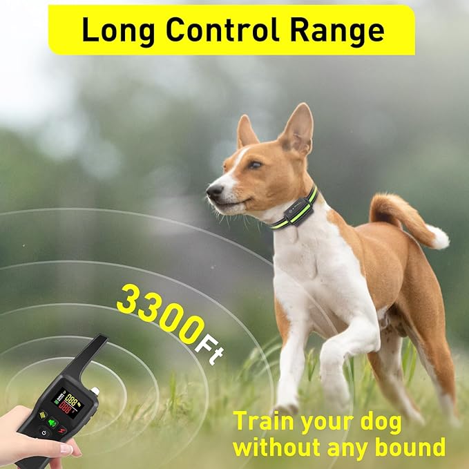 PetJoy Automatic Bark Collar for Dogs - Shock Collar with Remote and Auto Modes, Bark Training Combo - Level 1-5, 3300 Ft Range
