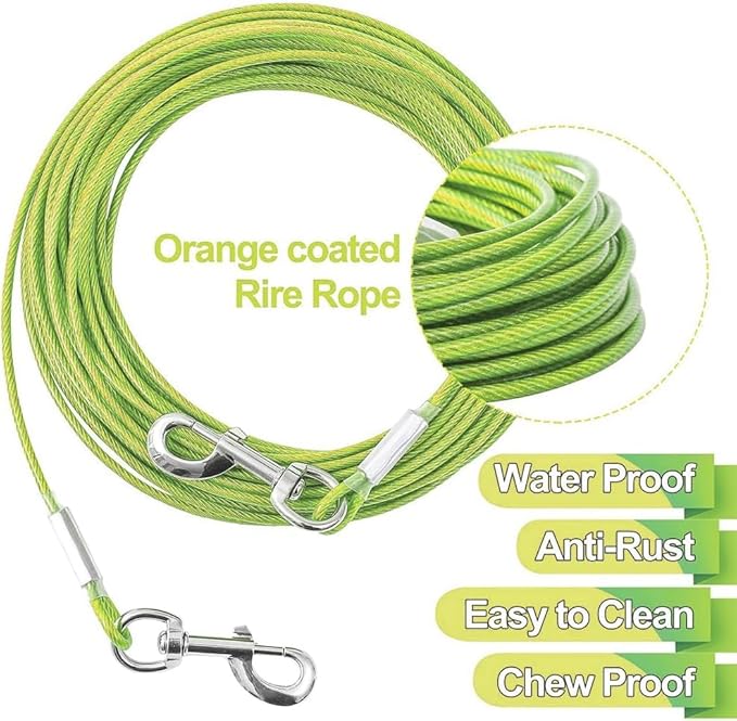 Tie Out Cable for Dogs,100FT Dog Leads,Heavy Duty Tie Out Cable for Large Dogs Up to 125lbs,Durable Dog Runner Tether Line for Outdoor,Yard