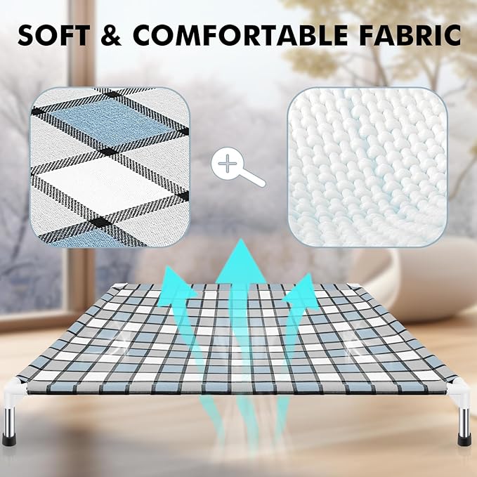 Elevated Outdoor Raised Dog Bed Outdoor Dogs Bed Lifted Pet Hammock Bed Dog Cot for Large Pet Taste Life, Start with A Pet Bed 39'' x 27'' x 6.5''