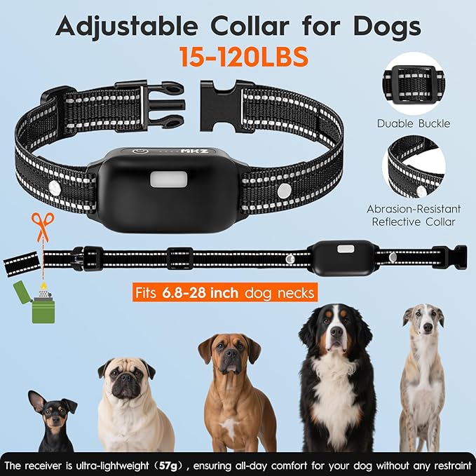Dog Training Collar with Remote - Dog Shock Collar for Small Medium Large Dogs (15-120Lbs) - Rechargeable Shock Collar with Flash Light, 4200FT Range - 4 Training Modes - IPX7 Waterproof