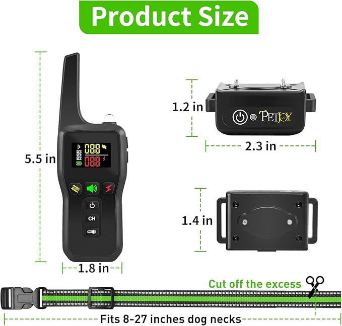 PetJoy Automatic Bark Collar for 3 Dogs, Auto Bark and Training Collar Combo, Shock Collar with Remote and Auto Modes, Shock Collar with Auto Mode (Level 1-5) - Remote 3300 Ft
