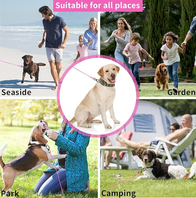 Dog tie Out Cable, 10/20/25/30/50/70/100 feet, Suitable for Dogs up to 350 pounds, Dog Cable with Swivel Buckle, Lightweight, Non-Winding, for Outdoor Camping, Yard Dog Cable (Pink, 50FT)