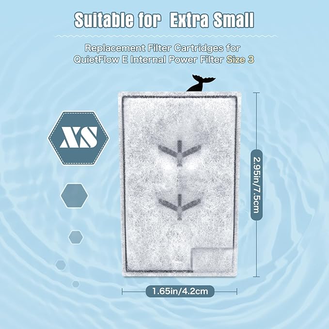 Erreloda 15 Packs Extra Small Filter Cartridges Replacement Compatible with Aqueon QuietFlow E Internal Power Filter Size 3