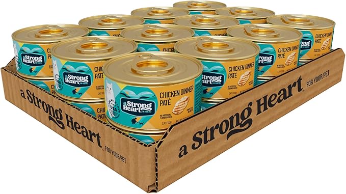 A Strong Heart Canned Wet Cat Food, Chicken Dinner Paté - 3 oz Cans (Pack of 24), Made in The USA with Real Chicken