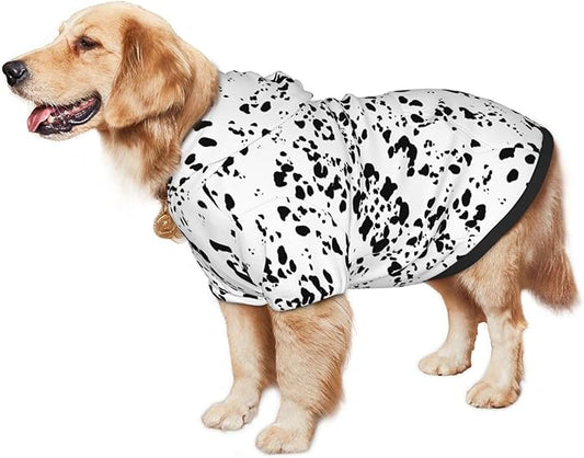 Dalmatian Dog Hoodie, Cute Dalmatian Print Winter Costume with Pocket for Medium Large Dogs