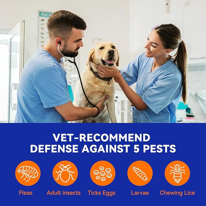 Flea and Tick Prevention for Dogs, Addcool Dog Flea and Tick Treatment, Flea & Tick Control Topical Drops, 3 Doses, Vet-Recommended(45-88 lbs)