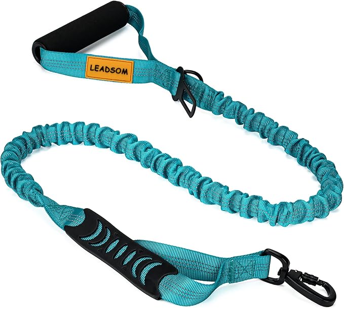 6FT Highly Reflective Heavy Duty Elastic Bungee Medium and Large Dog Leash Shock Absorbing with Comfortable Padded Handle and Traffic Handle Suitable for Training