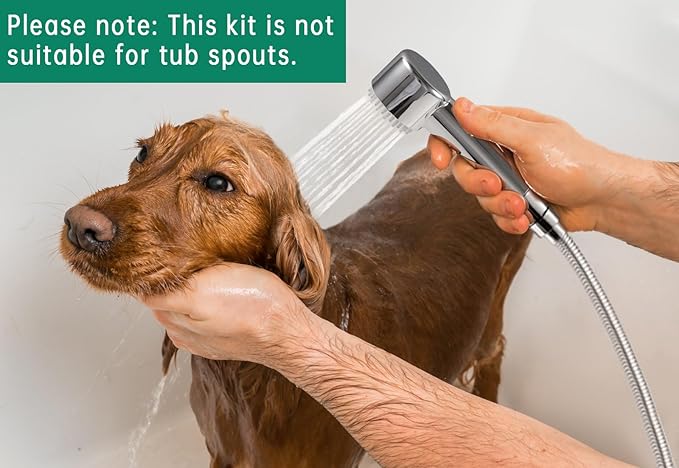 3 Mode Dog Shower Attachment, High Pressure Handheld Sprayer with ON/OFF Switch, G1/2" Metal Shower Diverter, 118 Inches Stainless Steel Hose, No Drill Hook, for Indoor and Outdoor Pet Bat