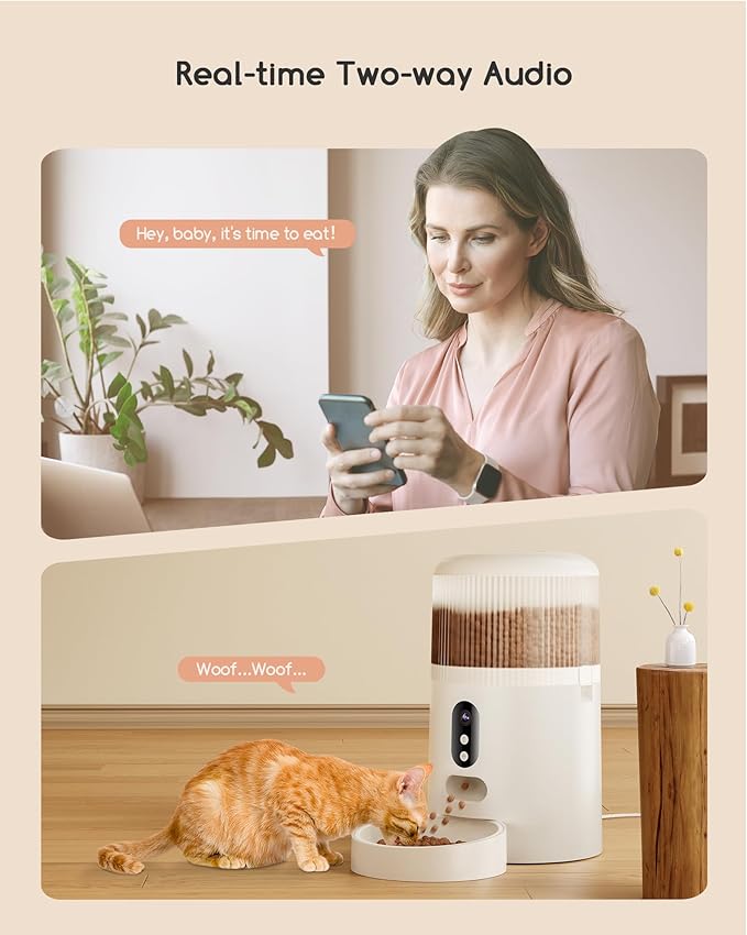 faroro Automatic Cat Feeder with Camera, 3MP HD Video & Night Vision, 5G/2.4G WiFi Smart Pet Feeder with APP Control, 2-Way Audio, Motion Alerts, Low Food Sensor, Timed Cat Feeder for Cats & Dogs, 4L