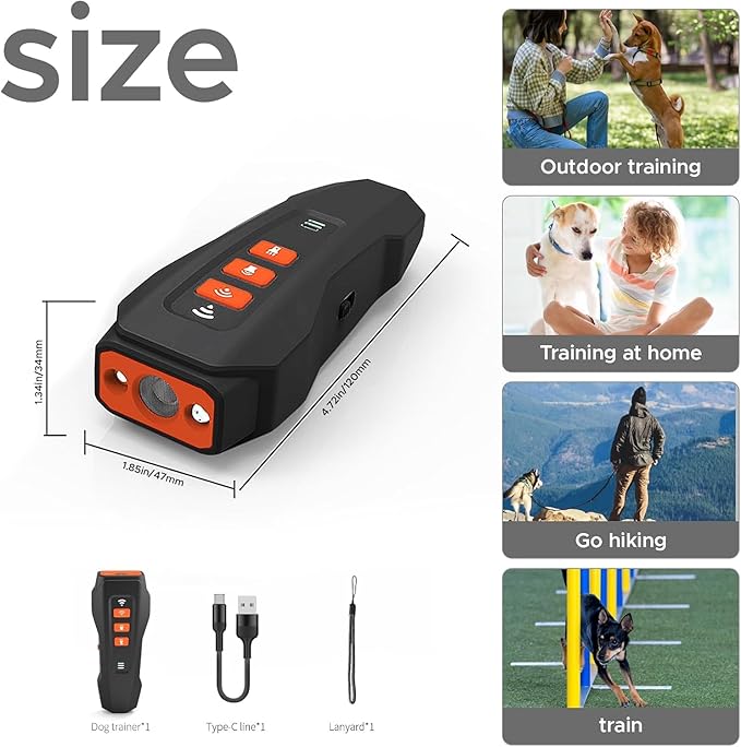 2025 Upgraded Anti Barking Device for Dogs, Ultrasonic Dog Bark Deterrent, Dog Bark Deterrent Devices, Best Anti-Barking Device, 3 Modes & LED Light Portable Indoor & Outdoor