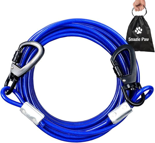 Heavy Duty Tie Out Cable for Large Dogs - 25FT Chew Proof, Superior Carabiner Clip for Yard or Camping