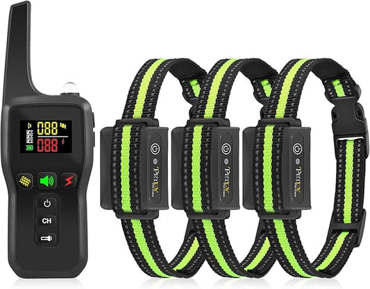 PetJoy Automatic Bark Collar for 3 Dogs, Auto Bark and Training Collar Combo, Shock Collar with Remote and Auto Modes, Shock Collar with Auto Mode (Level 1-5) - Remote 3300 Ft