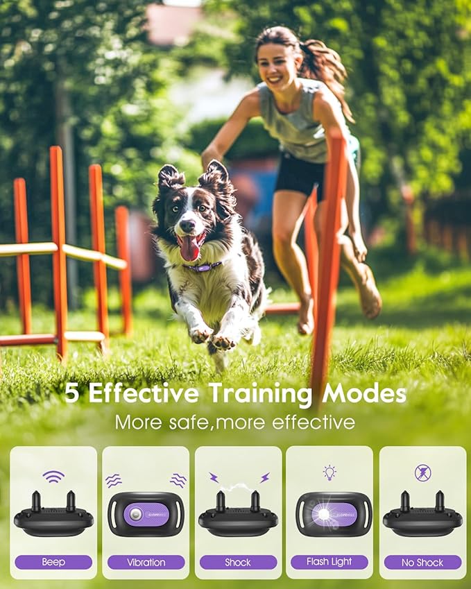 SLOPEHILL Dog Shock Collar,4200FT Dog Training Collar with Remote,IPX8 Waterproof E-Collar with Beep,Vibration,Shock,Flash Light,No Shock Mode,Electric Shock Collar for Small Medium Large Dog,Purple