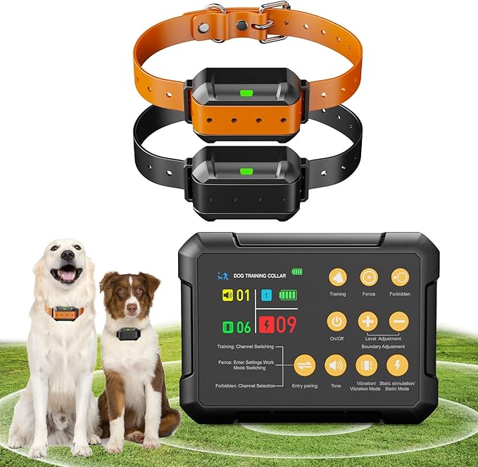 2025 New Model 3-in-1 Wireless Dog Fence System - Radar Dog Fence, Training Collar, No-Go Zones for Large/Medium Dogs | 1-Acre Coverage | Indoor/Outdoor Use | Real-Time Tracking (for 2 Dogs)
