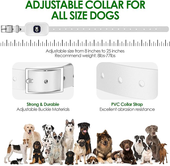 2 in 1 Wireless Dog Fence & Remote Training Collar, Pet Containment System with Adjustable Radius Range 16ft to 393ft, Waterproof & Rechargeable Training Collar Receivers for All Dogs (White)